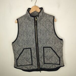 J. Crew Down Puffer Vest Quilted Herringbone Stripe